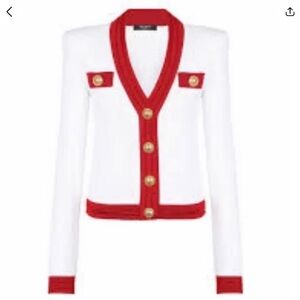 Authentic Balmain Cardigan with Gold Accents